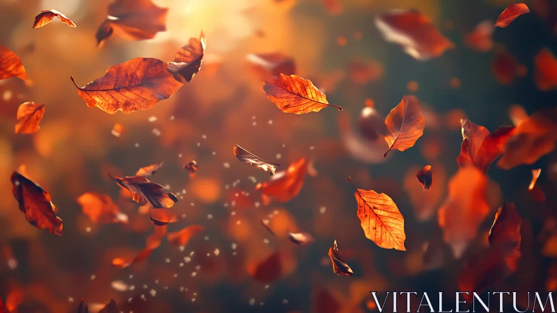 Photorealistic autumn foliage in shallow depth-of-field study.