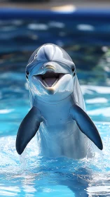 Joyful dolphin sharing a bright, splashy ocean hello.