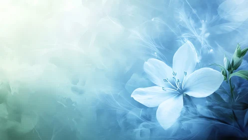 Blue and white flowers with soft abstract background