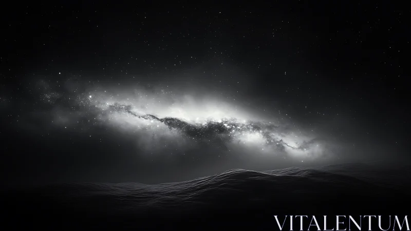 Starlit Nebula Surf Above Silent Cosmic Dune Sea.