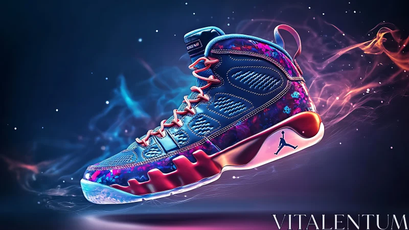 Digital render shows luminous basketball shoe in side view