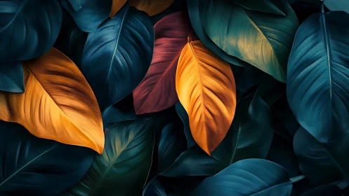 Chromatic foliage array with high-contrast spectral leaves.