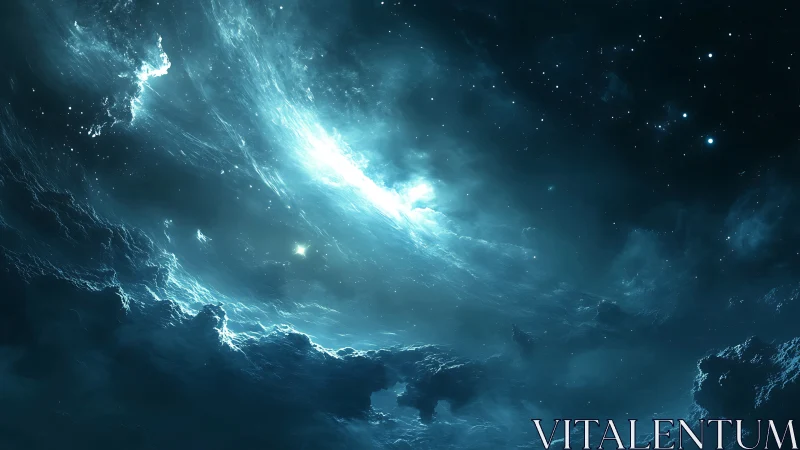 Stellar nebula vortex with luminous galactic dust currents