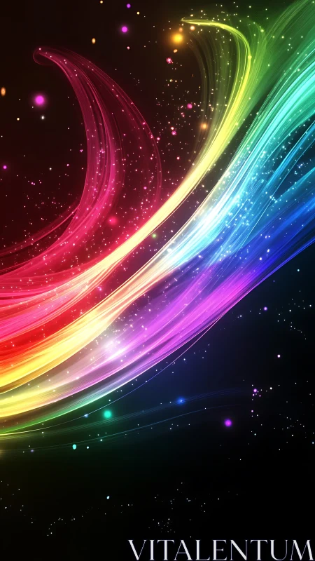 Spectral light trails form curved, high-intensity motion arcs in space