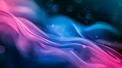 Neon light waves flow across a dreamy abstract horizon.