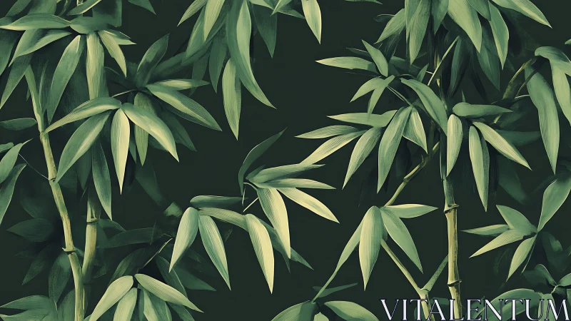Layered bamboo foliage rendered with subtle tonal gradients and depth