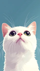 Adorable White Cat Portrait with Striking Eyes.