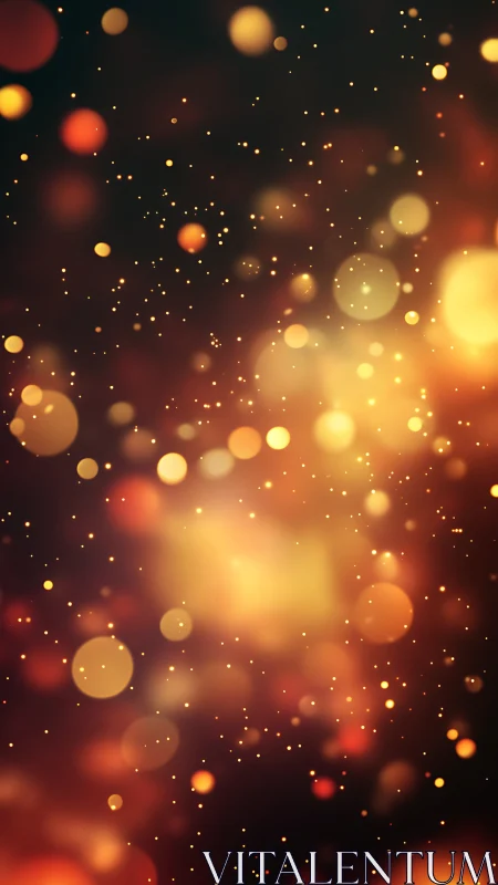 Defocused golden bokeh particles form layered depth against dark field