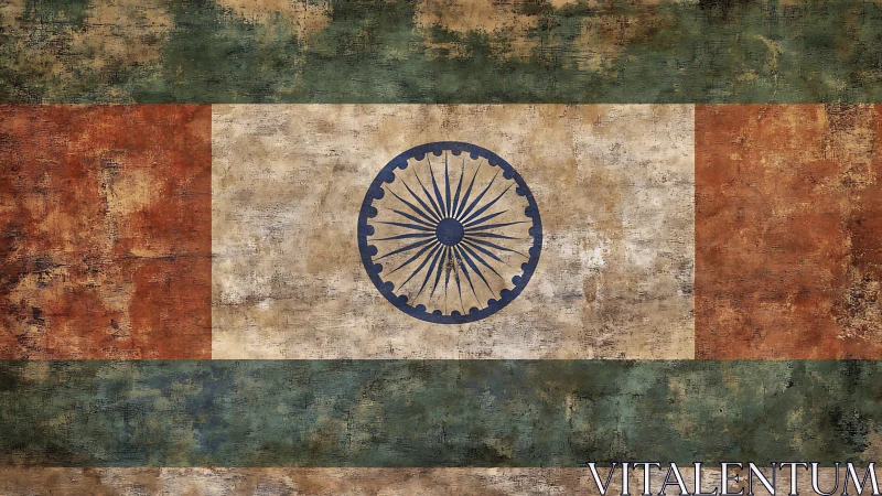 Weathered Indian flag artwork conveys heritage and resilient pride