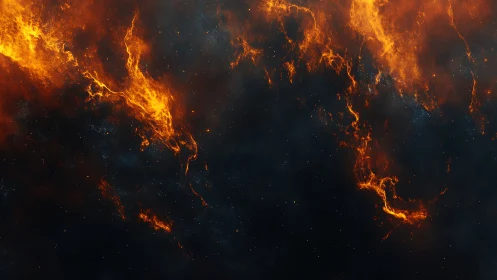 Fiery Cosmic Nebula with Explosive Plasma Formations.