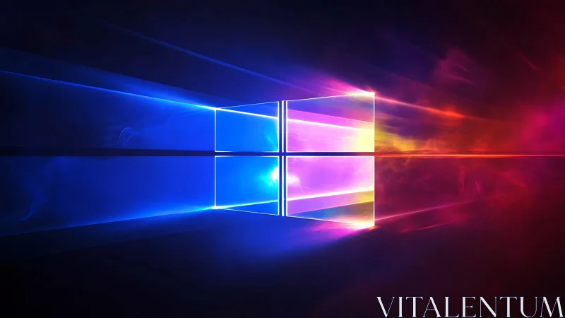 Prismatic window portal slicing neon night in twin beams.