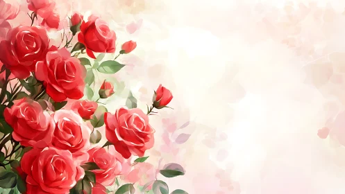 Floral arrangement depicting red roses against diffused background