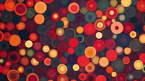 Layered circular pattern in warm multicolor abstract art.