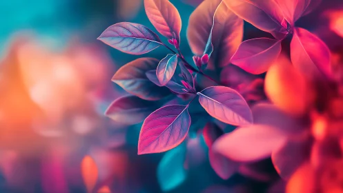 Bioluminescent-toned foliage rendered with shallow depth of field