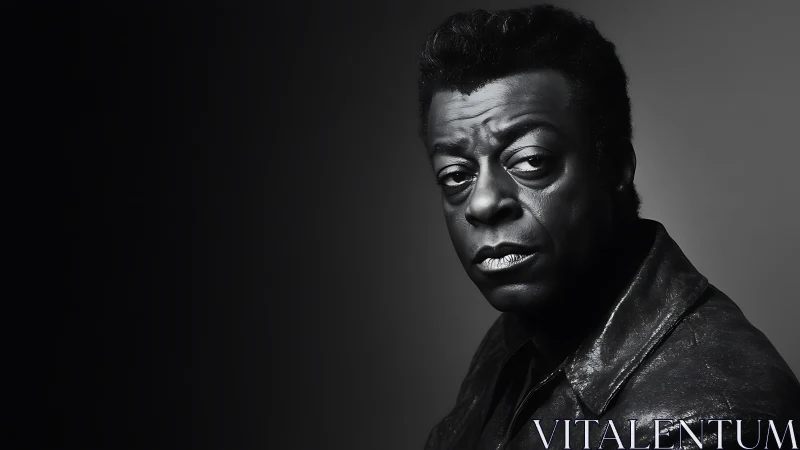 Middle-aged man in leather jacket lit by strong side light