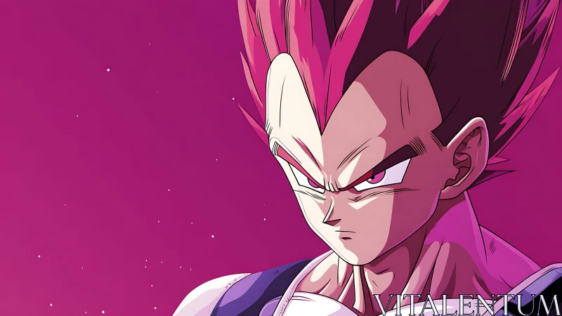 Intense pink-lit warrior portrait with cosmic backdrop.