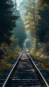 Sunlit forest railway inviting you toward quiet horizons.