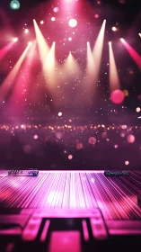 Glowing DJ stage bathed in pink lights ready for the night.