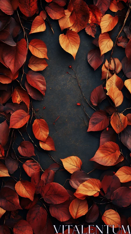 Warm autumn leaves framing a quiet, cozy dark center.