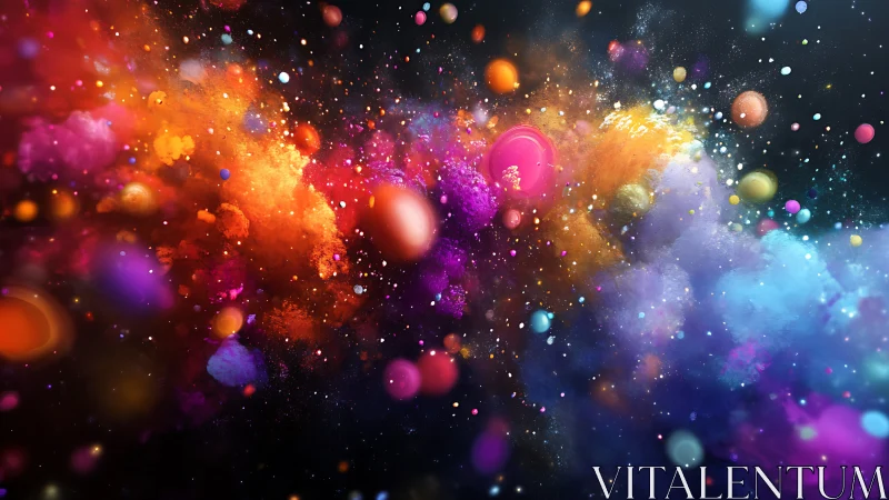 Vibrant cosmic powder clouds explode across dark space