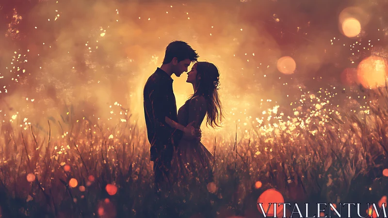 Two Hearts Glowing in a Field of Golden Light.