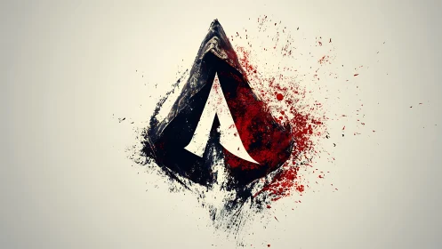 Abstract splattered emblem radiates sharp, dramatic energy
