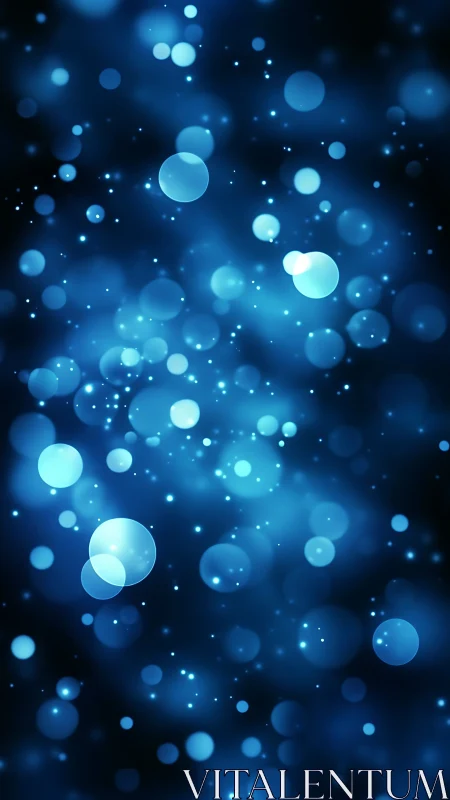 Midnight blue bubbles drift like sleepy planets in orbit