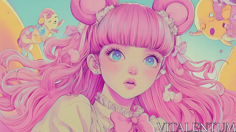 Candy-bright dream girl in a swirl of pink wonder.