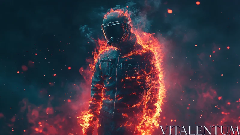 Blazing Neon Wanderer Wrapped In Cybernetic Inferno Armor.