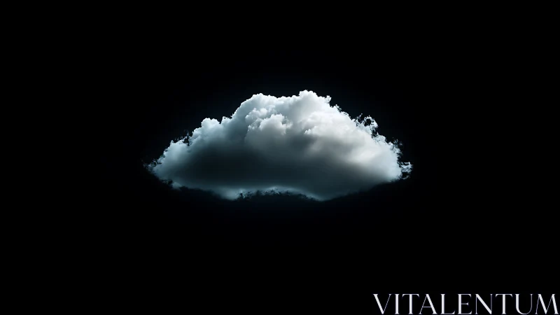 Isolated luminous cloud floating in dark negative space.