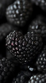 Ripe blackberries glistening with dew drops.