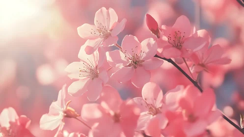 Cherry Blossom Inflorescence Cluster with Bokeh Depth