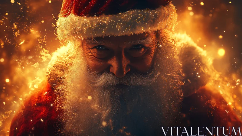 Santa figure rendered in warm, high-contrast digital lighting