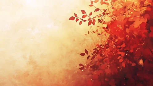 Abstract red foliage on textured warm gradient background.