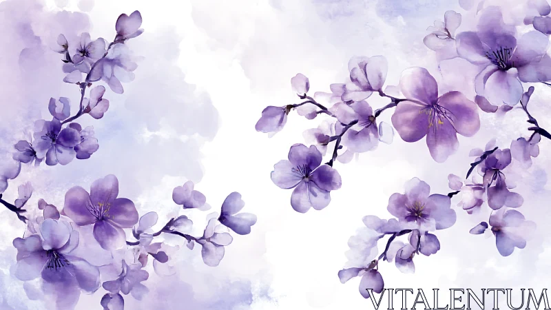 Delicate Purple Blossoms Dance Through Ethereal Lavender Mist