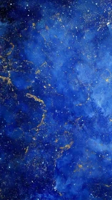 Midnight blue galaxy drifts softly with golden stardust