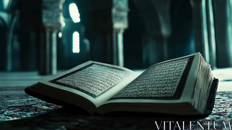 Whispered Verses Under Blue Mosque Light, Pages Aglow.