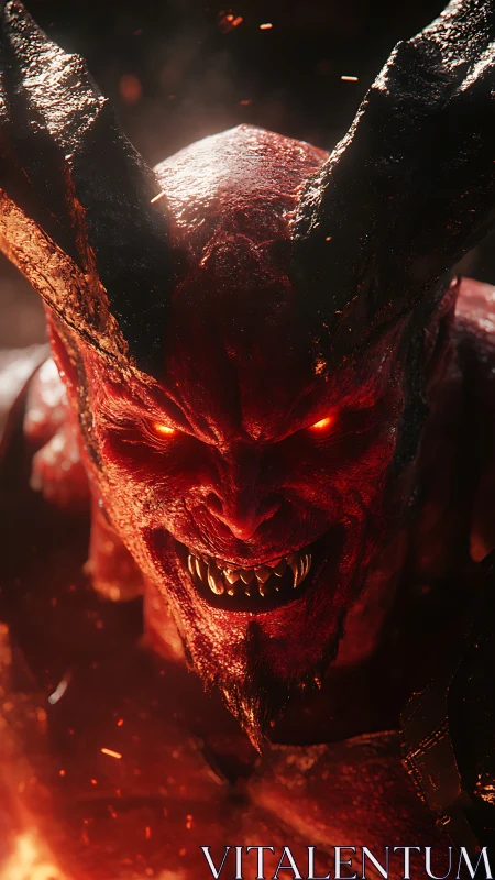 Horned infernal humanoid rendered in high detail digital art.