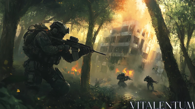 Firelit commandos carve a warpath through collapsing jungle ruin