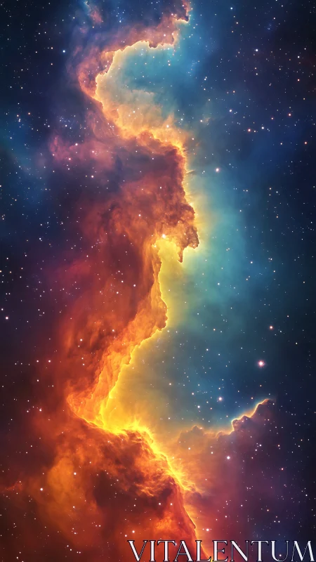 Spectral ionization front across multicolor emission nebula field.