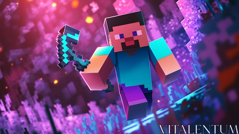 Pixel hero sprinting through a glowing crystal cavern.