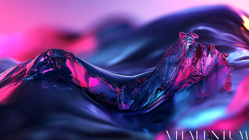 Iridescent fluid wave geometry with neon refraction and specular highlights