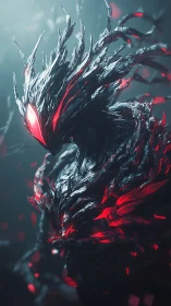 Shadow wraith with glowing crimson core emerges from mist.