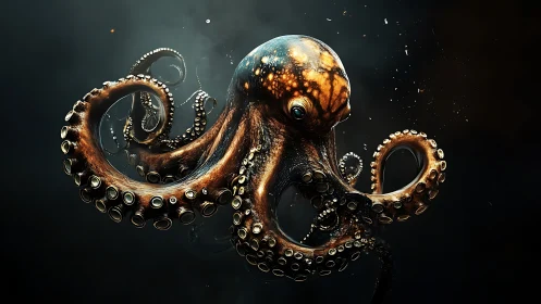 Detailed digital rendering of a swirling octopus form.