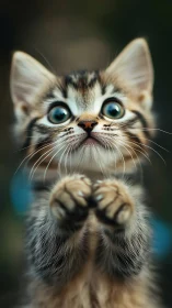Adorable Kitten with Bright Blue Eyes and Precious Paws