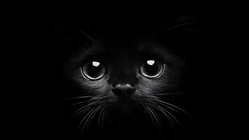 Black Cat Portrait: High-Contrast Study with Luminous Eyes.