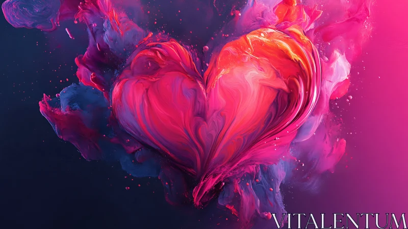 Heart Ablaze in Neon Fluid Dynamics.