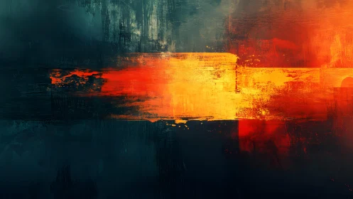 Abstract orange and yellow brushstroke on dark textured background.