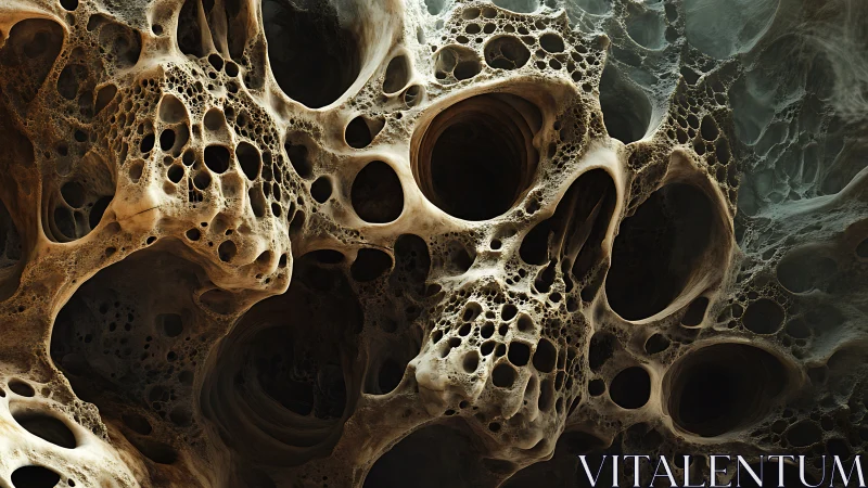Porous skull caverns brood within a sculpted fossil fog