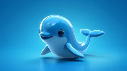 Playful blue dolphin buddy bringing gentle ocean joy.